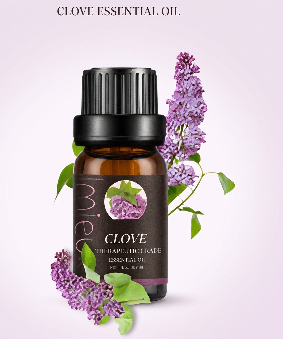 Clove essential oil bottle
