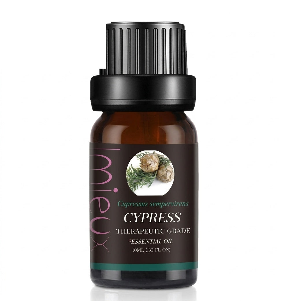 Cypress essential oil bottle