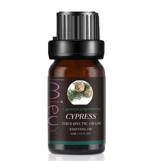 Cypress essential oil bottle